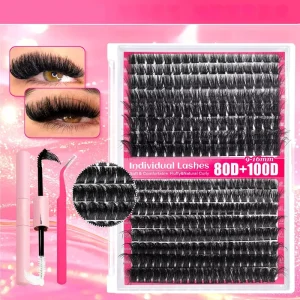 80D 100D Cluster Lashes DIY Segment Synthetic Hair Eyelashes Soft Voluminous Curled Natural Look Eyelash