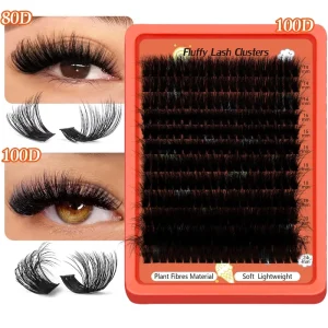 80D/100D Dense Faux Mink Soft Lightweight 3D Voluminous Self-Grafting Segmented Cluster Eyelashes