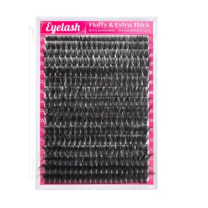 80D Messy DIY Cluster Segment Lashes Natural Volume 3D Looking Curled Mink Effect Synthetic Hair Black Eyelashes