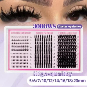 80D100D 200D Segmented Clustered 5 20mm Black Matte DIY Grafting Semi Hand Made Black Cotton Stalk Cluster Lashes
