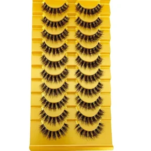 8D Faux Mink EyeLashes Russian Strip Lashes with Clear Band Looks Like Eyelash Extensions D Curl Lash Strips 10 Pairs Pack