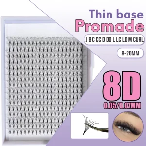 8D Soft Matte Black Loose Thin Base C D Curl Premade Volume Fans Handmade Lash Extensions Pointy Single Eyelash Extensions Tray