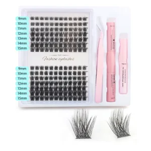 9 16mm Mixed Length Segmented Individual Lashes 3D Thick DIY Cluster Lash Extensions Kit