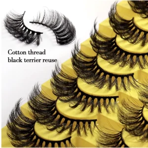 9 Pairs Handmade Faux Mink Synthetic Hair False Eyelashes 25mm Strip Lashes for Makeup