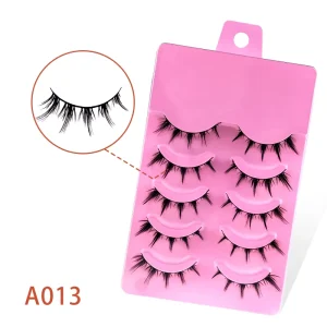 A013 DIY Natural Full Strip Eyelashes Handmade Pair for Foreign Trade Batch with Support