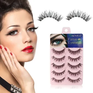 ALIVER 5 Pairs False Eyelashes Lashes Fluffy Handmade Reusable Eye Lashes For Makeup Beauty Supply