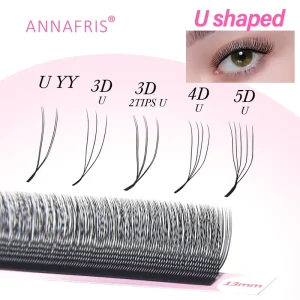 ANNAFRIS U Shaped YY 3D 4D 5D Double Tips False Eyelash Extensions For Fluffy Soft Premade Fan Lashes For Enhanced Eyelash Look