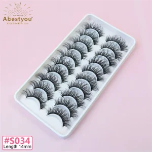 Abestyou 100% Handmade Plant Fiber Full Strip False Eyelashes 10 Pairs Natural for Lashes Custom Packaging