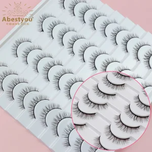 Abestyou 20 Pairs Fluffy 3D Full Strip Fake Eyelashes Natural Mink Lashes Bulk Eyelash Extension