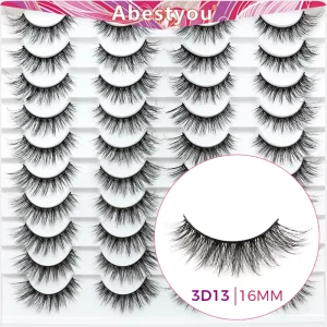 Abestyou 20 Pairs Full Strip Synthetic Hair Reusable Self adhesive 3D EFFECT Glow Dark Eyelashes Custom Brand Logo