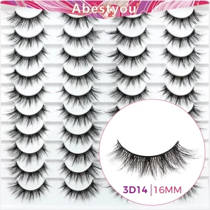Abestyou 20 Pairs for 3D Eyelash Extension Handmade Bulk Models for Makeup Natural Soft Faux Mink Lashes Custom Logo Box