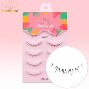 Abestyou 5 6mm Lighter Lower Lashes Clear Band Natural Faux Cils Underlash Camellia Lower False Eyelashes Extensions Strip Lash