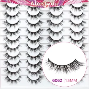 Abestyou 6D High Quality Faux Mink Lashes Custom Logo 20 Pairs Multipack Box Self adhesive Glow Dark False Eyelashes