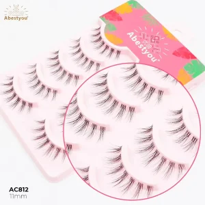 Abestyou AC812 Factory Direct 3D Silk Full Strip Handmade Clear Band Natural Vegan Synthetic Faux Mink Eyelashes