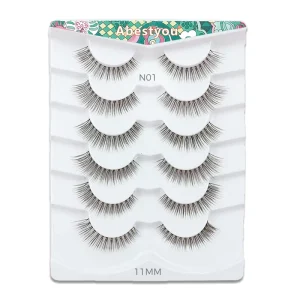 Abestyou Brown False Eyelashes 100% Handmade Faux Mink Natural Look Lightweight Invisible Clear Band Custom Box Strip Lashes