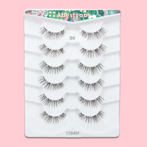 Abestyou Brown Faux Mink Handmade Cruelty Free False Eyelashes with Invisible Clear Band Natural Winged Lashes for Makeup