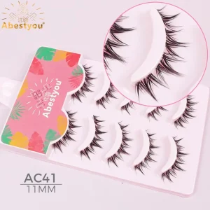 Abestyou Custom Logo Handmade Synthetic Hair Strip Lashes Glow in the Dark Cruelty Free Reusable False Eyelashes
