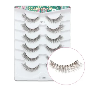 Abestyou Faux Mink Brown Strip Invisible Band Eyelashes with Clear Band Natural Look Cruelty-Free Reusable