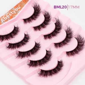 Abestyou Faux Mink Customizable 3D Cat Eye Eyelashes Mixed Length Super Soft Band Reusable Cruelty Free Glow in Dark