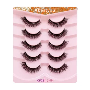 Abestyou Faux Mink Eyelashes 5 Pairs Custom Packaging Super Soft Band Cruelty Free Reusable Self Adhesive Glossy Glow