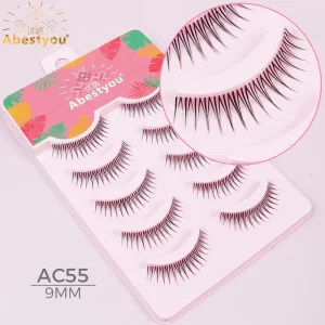 Abestyou Full Strip 3D Mink Lashes Invisible Clear Band Reusable Glow Dark 5mm for Russian Style Cruelty Free