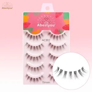 Abestyou High Quality Custom Logo Clear Band Wispy Strip Faux Mink Handmade Natural Style OEM ODM AC812 False Lashes Private
