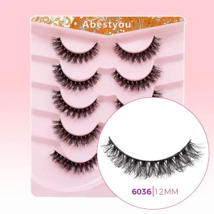 Abestyou Multi Pack Synthetic Hair Eyelashes Natural Look Wispy Cat Eye Super Soft Band Handmade Cruelty Free Reusable Glitter