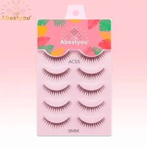 Abestyou Natural 3D Faux Mink Eyelashes Fluffy Full Strip Lashes With Clear Band Vegan OEM Colored False Eyelashes