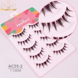 Abestyou Natural Full Strip Eyelashes 3d Faux Mink Volume Short False Lashes Messy Fluffy Strip Vendor Bulk Lashes