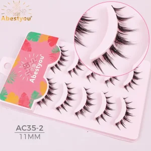 Abestyou Natural Full Strip Eyelashes 3d Faux Mink Volume Short False Lashes Messy for Invisible Clear Band