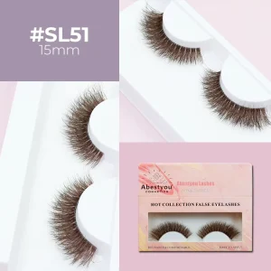Abestyou Natural Full Strip Eyelashes Brown Mink Volume Short False Lashes Messy Fluffy Strip Vendor Bulk Lash