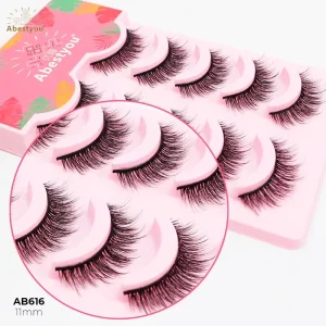Abestyou New Clear Band Natural Long 5D Faux Mink Handmade Super Fine High Quality Factory Direct Eyelashes Full Strip