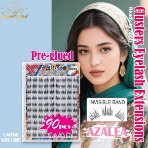 Abestyou Pre-glued DIY Segment Lash Mink Invisible Natural Clusters Wispy No Bond Needed Self Adhesive Eyelashes Kit