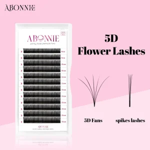 Abonnie 0.05 Easy Fan Wet Look Lash Trays 5D Premade Eyelash Extensions Spikes Brown Wet Lashes Color Closed Fan Spikes