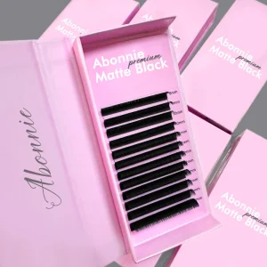 Abonnie Eyelash Extensions Customizable Dark Cashmere Lash Trays Individual Lash Matte Black Lash Extensions