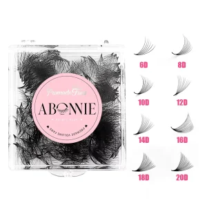 Abonnie Narrow Bulk Promade Lash Fans Pointy Base Wide Pro Made Eyelash Speed Fans Matte Black Thin Base Loose Fans