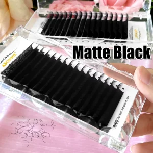 Abonnie Premium Siberian Matte Dark Fluffy Eyelash Extension Supplies Matte Black Cashmere Individual Silk Lash Extension Trays