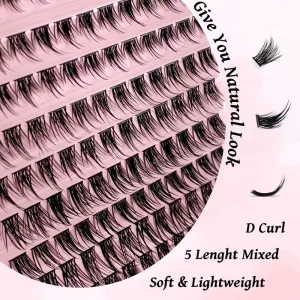 Allison C Cc D Dd Mix Curl Eyelash Diy Lash Extension Kit Matte Black Natural Cluster Lashes Self Adhesive Lash Clusters