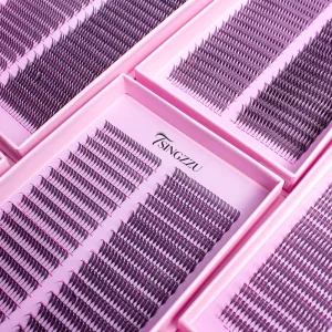 Anime Dark Black Synthetic Hair 6D-8D Tower Eyelash Extensions 12 Rows Handmade Cruelty-Free Volume Lashes
