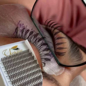 Anime Lashes Wispy Spiky Lashes Black and Brown Color 0.07mm Segmented Eyelashes DIY Pre-glued Lash Clusters Kit for Makeup