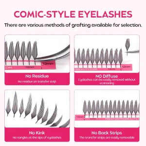 Anime Tower Eyelashes Dramatic Volume Spiky Clusters Faux Mink Soft Wispy Professional Quality For Lash Artists