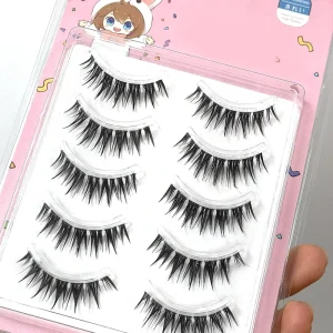 Anime inspired Spiky Wet Look Wispy Full Strip Lashes Clear Band Synthetic Individual Manga Lashes with C Curl