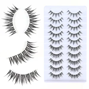 Asian Style Hard Band False Eyelashes 10 Pairs Natural Volume for Beginners OEM ODM Customizable