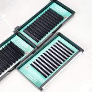Auto Fanning Eyelash Extensions Black 0.07mm DD Curl 8-15mm Single Length 12 Rows
