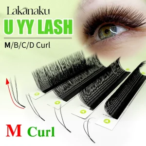 B C D M Curl Hand Woven U Shape YY Lash Supplies Matte Black Natural Double Tips YY Eyelash Extension 0.07 Custom Logo
