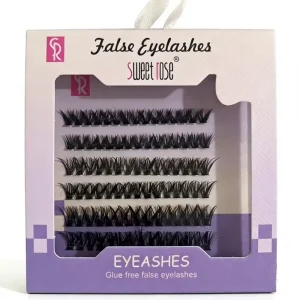 B03 Semi-Hand Made 6-Rows Hybrid Light Volume 3D Synthetic Hair False Eyelashes Cluster Pre Cut