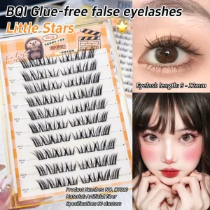 BQI Glue free False Eyelashes Segmented Self adhesive False Eyelashes Long lasting Lightweight False Eyelashes