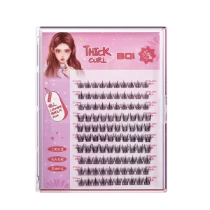 BQI Lazy Trilogy Grafting False Eyelashes Cartoon Natural Single Cluster Curling Wide Stem False Large Capacity Eyelashes