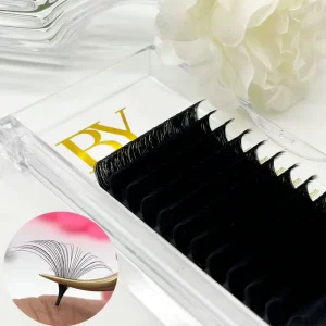 BY Easy Fanning Lash Custom Lash Extension J B C CC D DD L+ LC LD M Curl Eyelash 5 25mm Length 0.03 05 07 Lash Trays