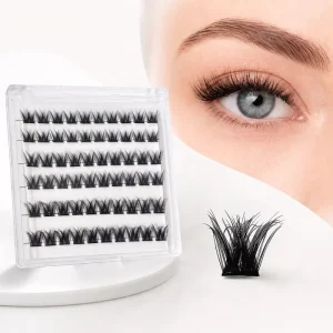Band Matte Black PBT DIY Eyelash Extensions Pre Glued Self Adhesive Cluster Lashes No Glue Individual Lashes